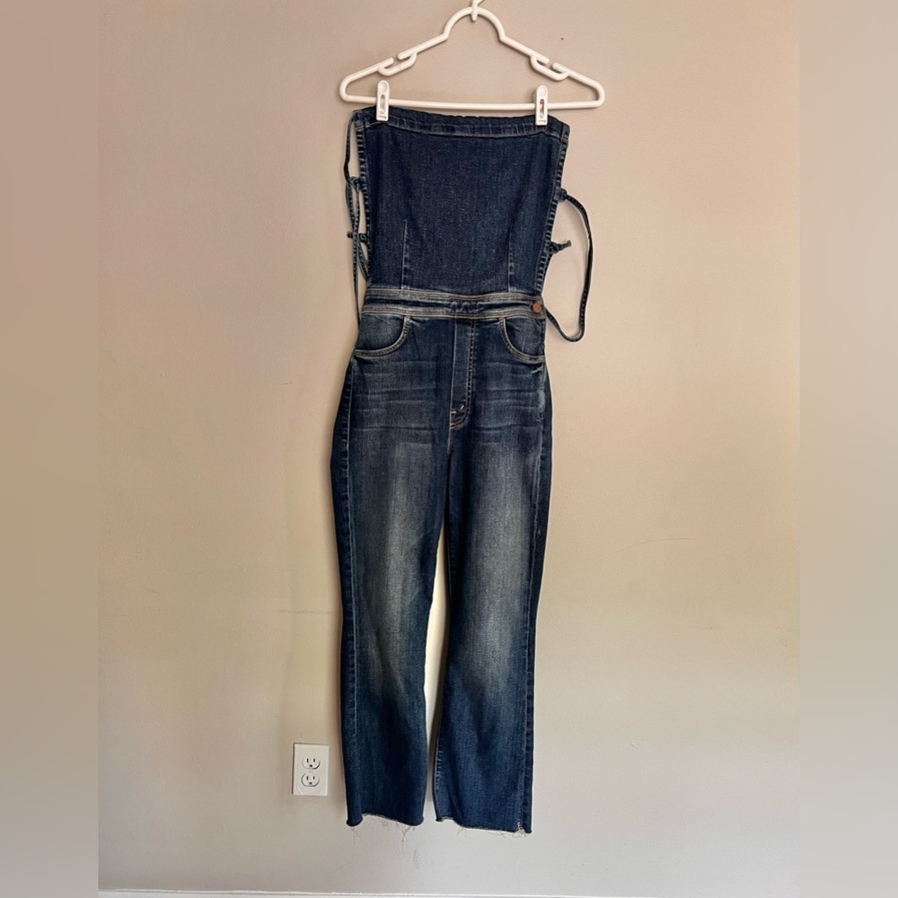 RARE Mother The Tie Back Hustler Ankle Fray Jumpsuit Pardon My French Size 26 - Picture 5 of 11